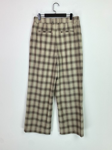 Next Wide Leg Pleated Front Brown Check High Rise Trousers Size 14 - Picture 8 of 10