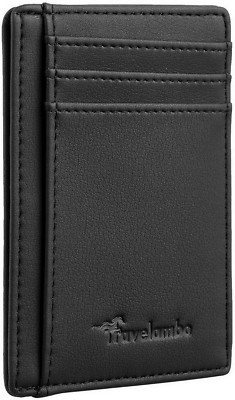 Slim Leather Wallet RFID Blocking Minimalist Front Pocket Card Holder for Men