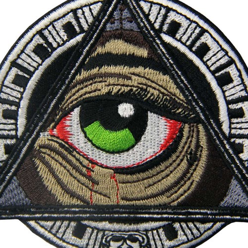 Mayan Geometric Blooding Eye Patch Embroidered iron on Jeans Patch 3.5 X 3.5 - Picture 2 of 8