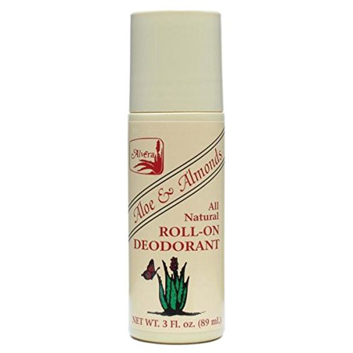 Alvera All Natural RollOn Deodorant Aloe & Almonds 3 Fl Oz, 4 pack