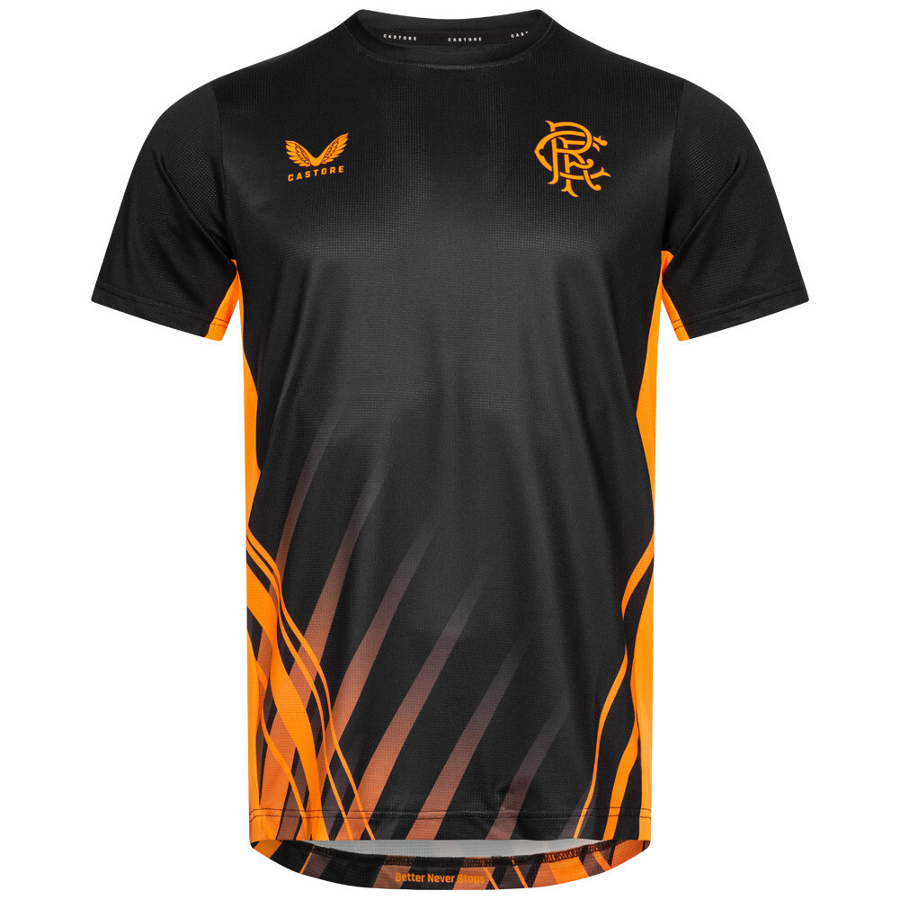 Rangers Black/Orange Football Training Shirt Jersey Top 2022/23