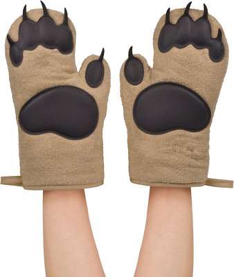 Genuine Fred BEAR HANDS Oven Mitts - Quality Cotton with Heat Resistant Silicone