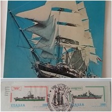 Coppia Cartoline 50° Anniversario Nave Scuola AMERIGO VESPUCCI 11/04/1981 Livorn