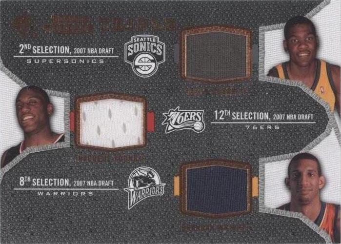 2007-08 SP Rookie Threads - Kevin Durant/Brandan Wright/Thaddeus Young #TRT-DYW - 1 of 2