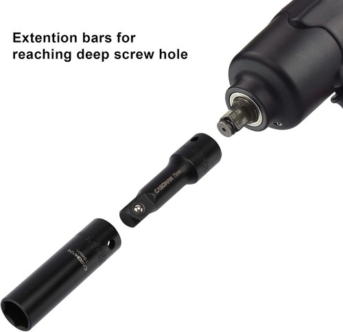 New 18 Pcs 1/2-inch Drive Deep Impact Socket Set Pneumatic sleeve - Picture 19 of 22