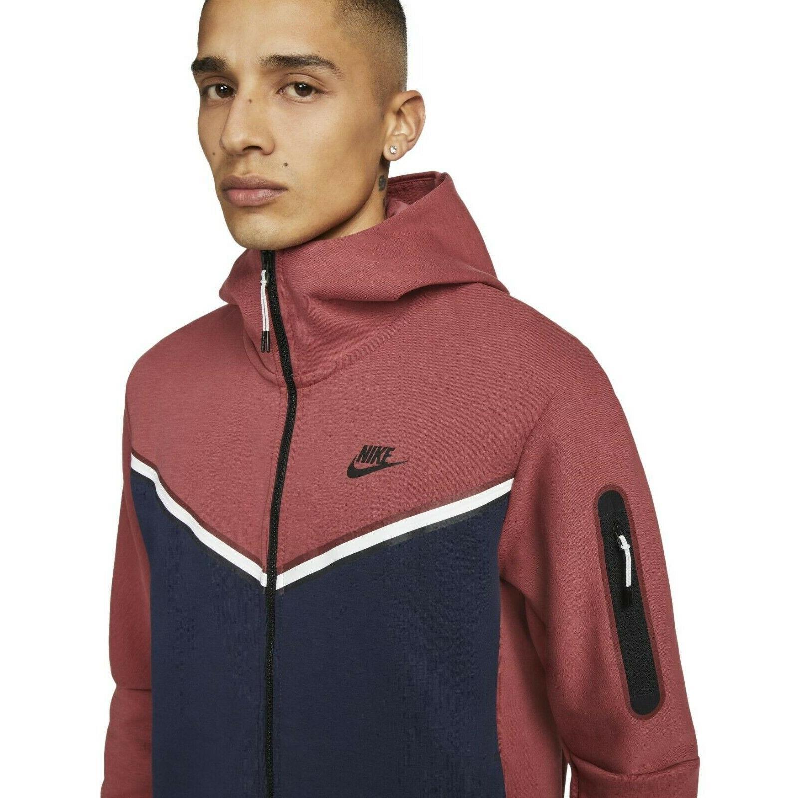 Nike Tech Fleece Windrunner Hoodie Jacket Full Zip Cedar Red Obsidian ...