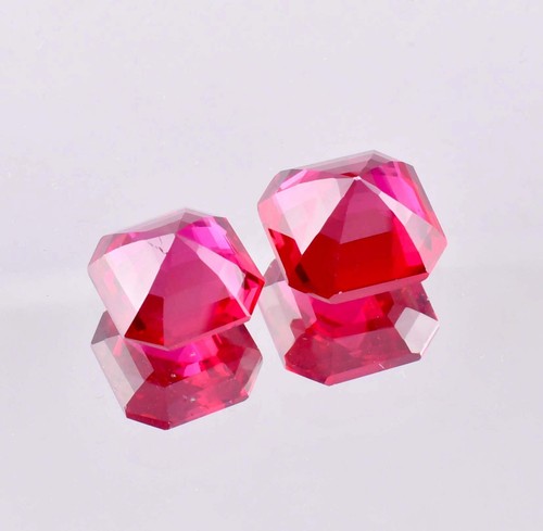 1 Pair Natural Mozambique Blood Red Ruby Square Loose Gemstone Certified - Picture 5 of 7
