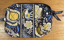 Vera Bradley Blue Ellie Elephant make up case 6 1/2  x 8  plastic lined