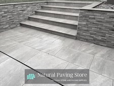 Quartz Grey porcelain paving patio slabs tiles - Sample