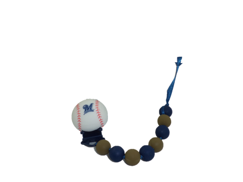 Chupete para bebé Cuentas Masticables con Clip Silicona Seguro Cerveceros MLB Béisbol - NUEVO - Imagen 2 de 4