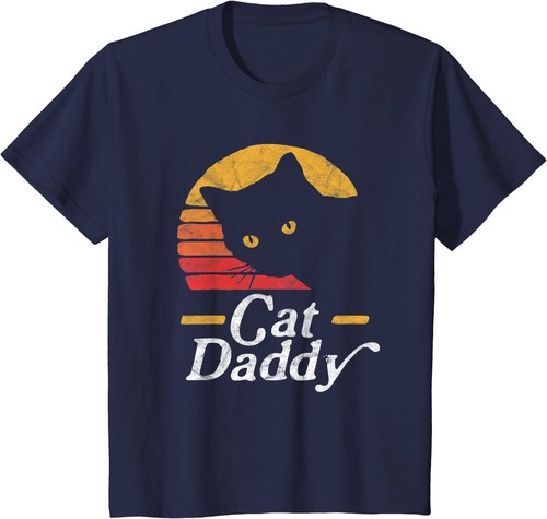 Cat Daddy Vintage Eighties Style Cat Retro Distressed Youth Unisex T-shirt - Picture 1 of 6