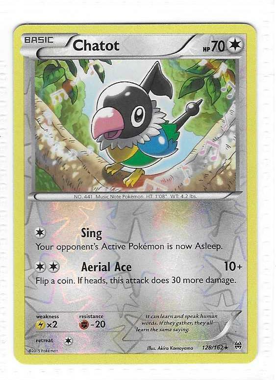 Pokemon --- CHATOT --- XY Breakthrough! REVERSE HOLO! NM/Mint! 128/162