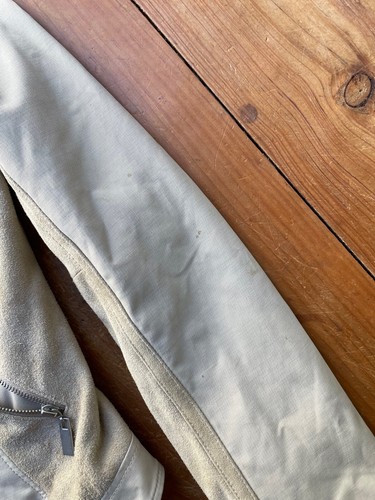 Blanc Noir Raw Tan Cream Leather Suede Moto Full Zip Jacket Women's Size M - Picture 17 of 23