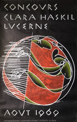 Hans Erni (1909-2015)  — affiche pour le concours Clara Haskil à Lucerne — 1969. - Foto 1 di 6