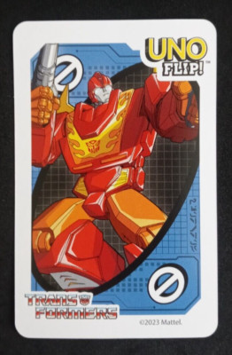 Uno Flip! Transformers Card Blue Hot Rod Skip Card