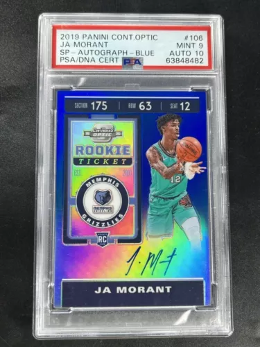 2019-20 Panini Contenders Optic Ja Morant #106 RC Blue SP Auto /99 PSA 9/10