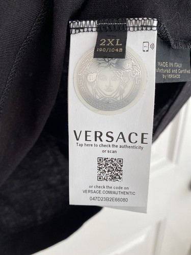 Vèrsace Men Black T-Shirt Embellished Floral Embroidered Medusa - Picture 4 of 4
