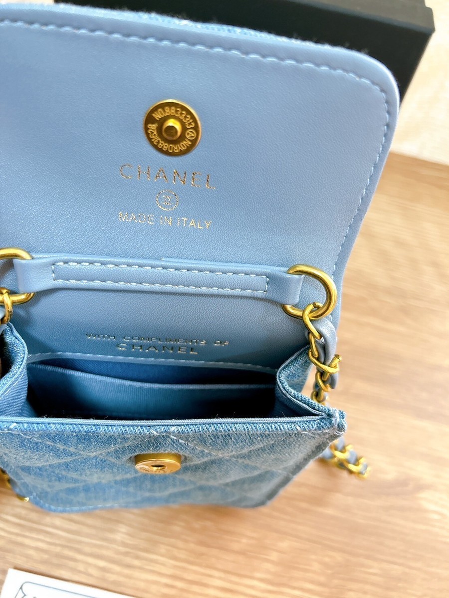 CHANEL BEAUTY Novelty DENIM Shoulder Mini Bag pouch Gold