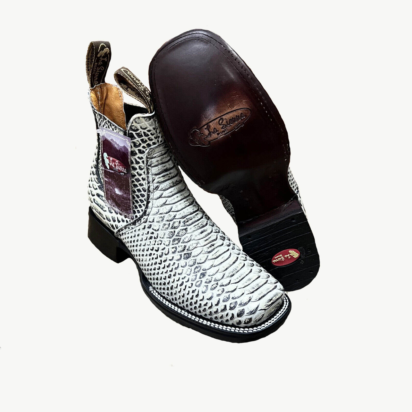 Men's Western Cowboy Square Toe Ankle Boot from Python Printed Botin ...