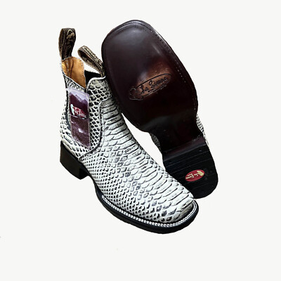 Men's Western Cowboy Square Toe Ankle Boot from Python Printed Botin Vaquero