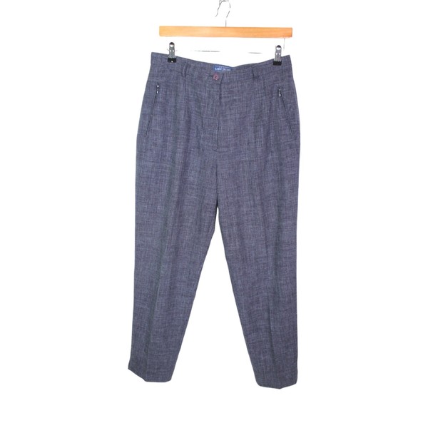 Bruno Saint Hilaire Pants Sz GB 16 Vintage Blue Straight Leg Pockets Linen Blend