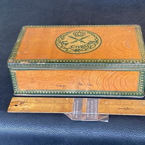 Antique La Corona Perfectos 50 Claro Cigar Box Metal & Wood 1910 1912 Tax Stamp - Picture 15 of 24