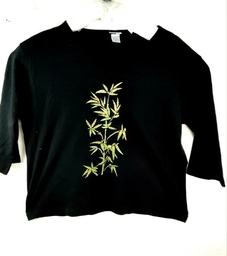 Womens T-Shirt PLUS Size 2 XL Black Stretch Half Slave Front Back Glitter Detail - Picture 1 of 9