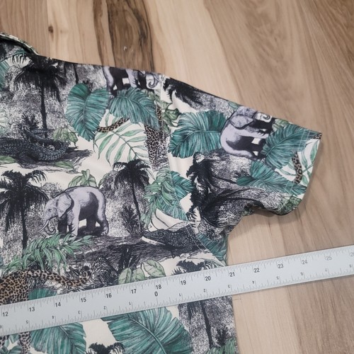 BYLT Printed Polo Shirt Mens L Green Multi Jungle Tropical Performance - Bild 10 von 11