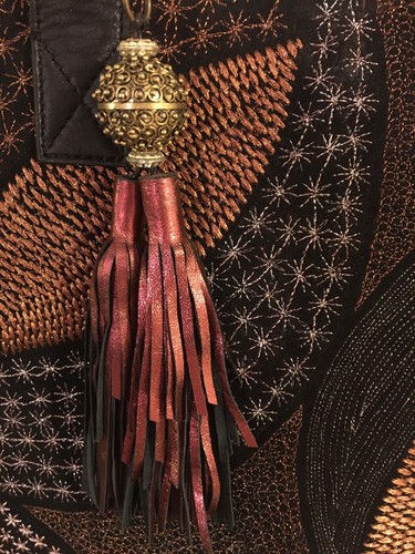 Anthropologie Leather Metallic Tote Embroidered $168 Retail new - Picture 2 of 6