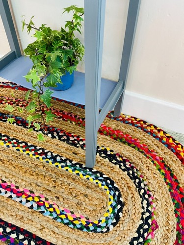 Jute Rug Floor Carpet Oval Runner Handmade 100% Natural Braided Mat Rug - Picture 2 of 8