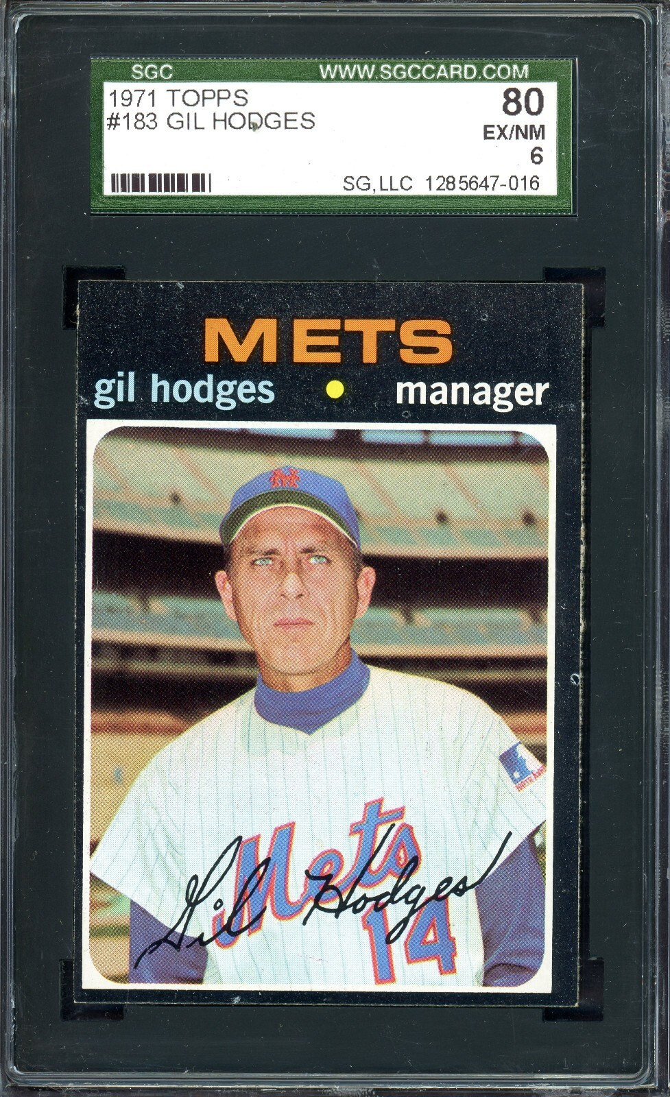 GIL HODGES ~ 1971 Topps Baseball Card #183 ~ Graded SGC 6 EX-NM
