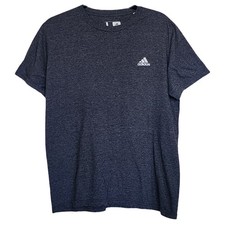 Men's adidas Logo Charcoal Heather Large T Shirt Workout Cotton Poly