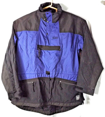 Precision Mountaineering Blue Black Anorak Jacket Men's Sz L Outdoor Hiking Wind
