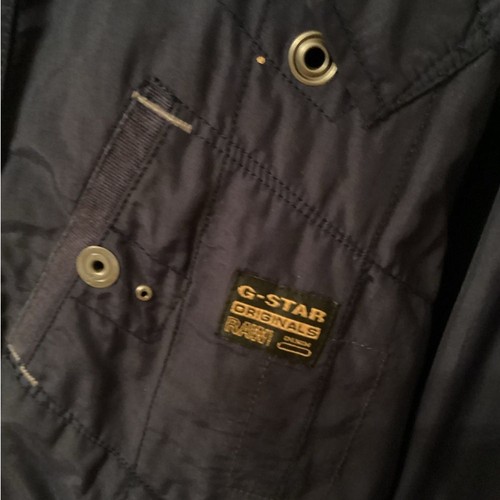 G STAR RAW SIZE MEDIUM DARK BLUE MILITARY JACKET JOHNSON OVERSHIRT SPELLOUT - Picture 4 of 8