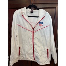 NFL Branded White Windbreaker with Red Trim Size L Excellent Condition