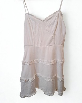White Tiered Ruffle Mini Dress Spaghetti Strap Graduation Bridal Coquette Large