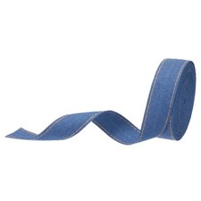 1 Inch Denim Fabric Ribbons, 5 Yards Denim Bow Jean Ribbon, Dark Blue 25mm