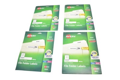 Avery 8593 File Folder Labels White 1/3 Cut 2/3 x 3-7/16 Inkjet Laser Lot of 4