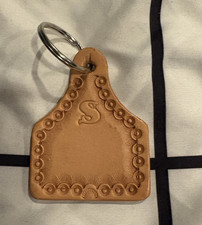 Brown Tooled Leather Western Keychain Detachable Keyring Modern