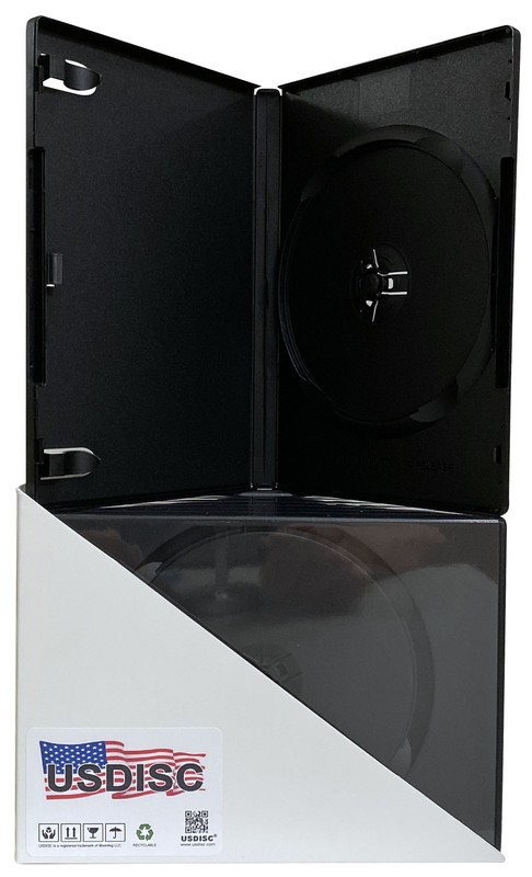5 USDISC DVD Cases Standard 14mm Premium, Single 1 Disc (Black)