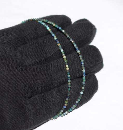 45.7cm Gioielli Collane Naturale Azzurrite 2mm Perle 925 Argento Sterling Gemma - Foto 10 di 14