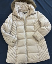 Kenneth Cole Reaction Down Puffer Coat Zippered with Hood Women's White Sz L
