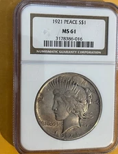 1921 Peace Dollar_ NGC MS61_ Key Date