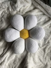 Handmade Crochet Daisy Pillow  Large Soft Amigurumi Cushion  Cute Room Decor