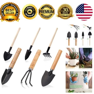 Ensemble d'outils de jardin 6 pièces de fer à main transplantation de pelle à main Râteau de bois