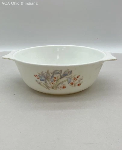Vintage Pyrex Iris Casserole Dish Bowl Blue Floral JAJ England