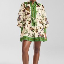 Women's clothing, new spring models, lace-up printed lapel neck long-sleeved