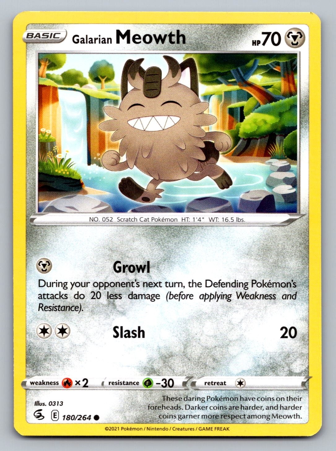 Pokemon TCG Fusion Strike Galarian Meowth #180