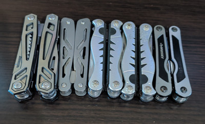 Lot of 5 Multi Tools Husky Stainless Pliers Knife Saw File Screwdrivers