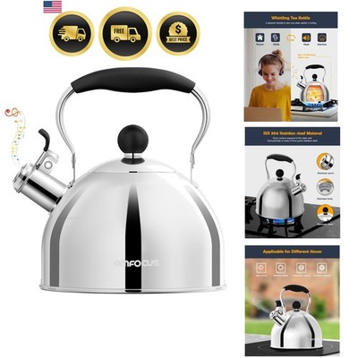 Tea Kettle, 2 Quart Stainless Steel Whistling Tea Kettle, Stovetop Whistling ...